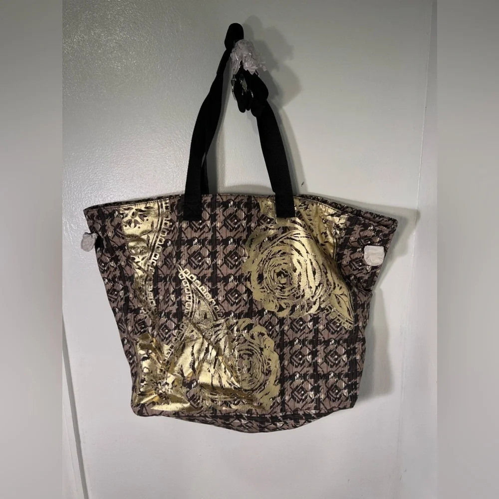 Soft Surroundings, Gildan gold roses carry all tote‎ 22x16x6.5 inches zip close